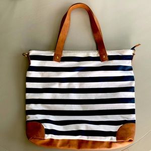 Merona Navy/White Tote Bag